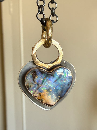 Dark Oxidised Hear Opal Pendant