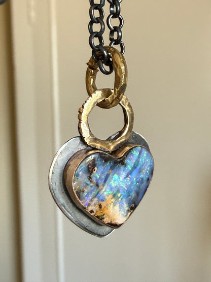Dark Oxidised Hear Opal Pendant