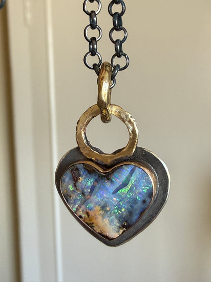 Dark Oxidised Hear Opal Pendant