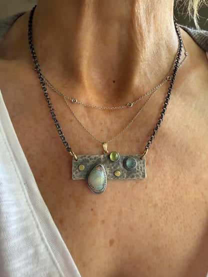 Opal, Kyanite & Peridot Necklace