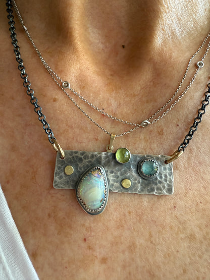 Opal, Kyanite & Peridot Necklace