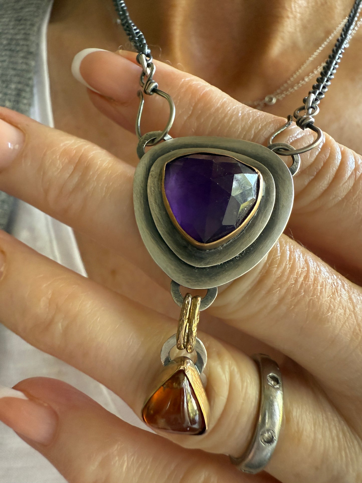 Amethyst & Hessonite Garnet Necklace