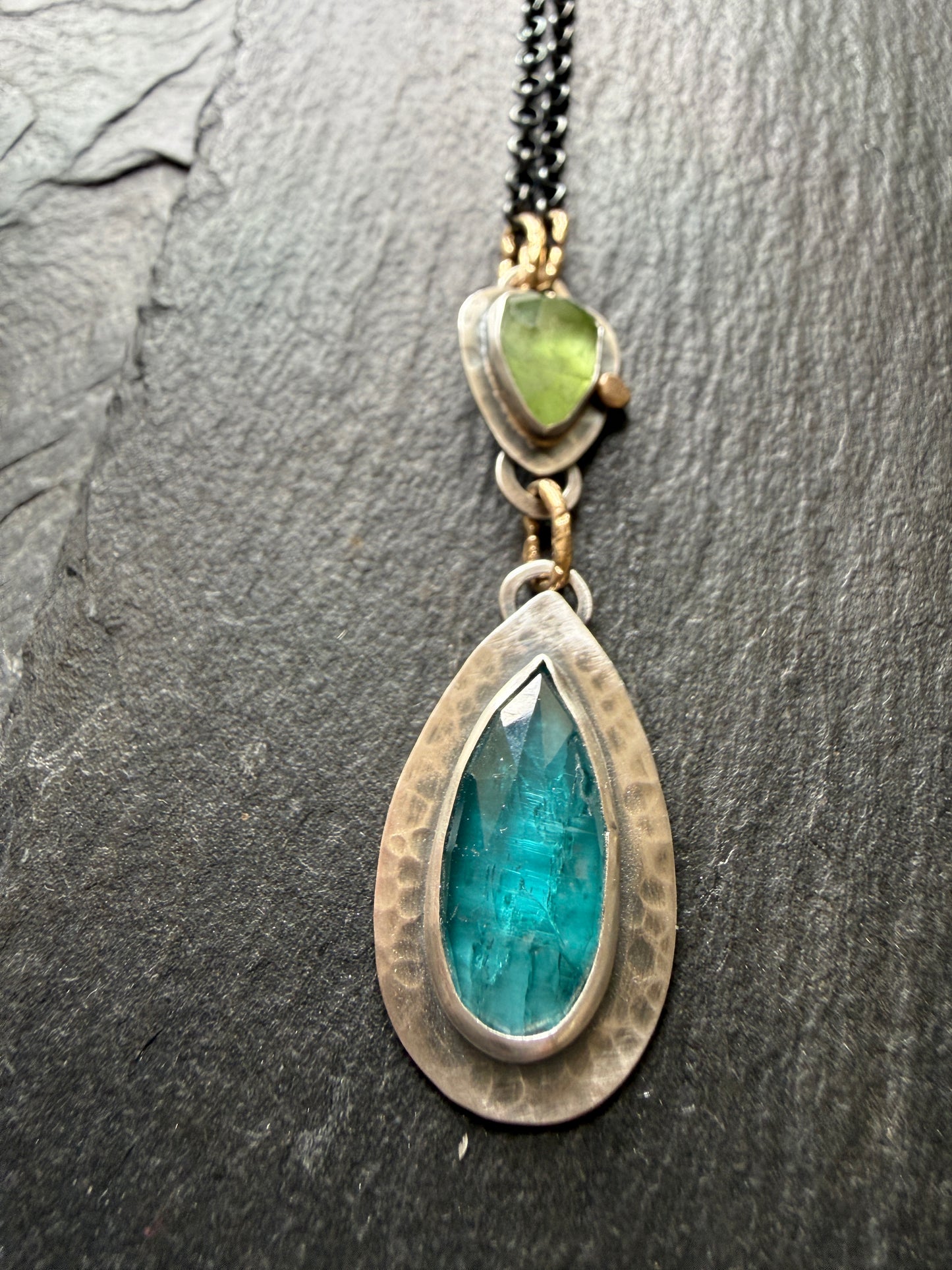 Kyanite and Peridot Pendant Necklace