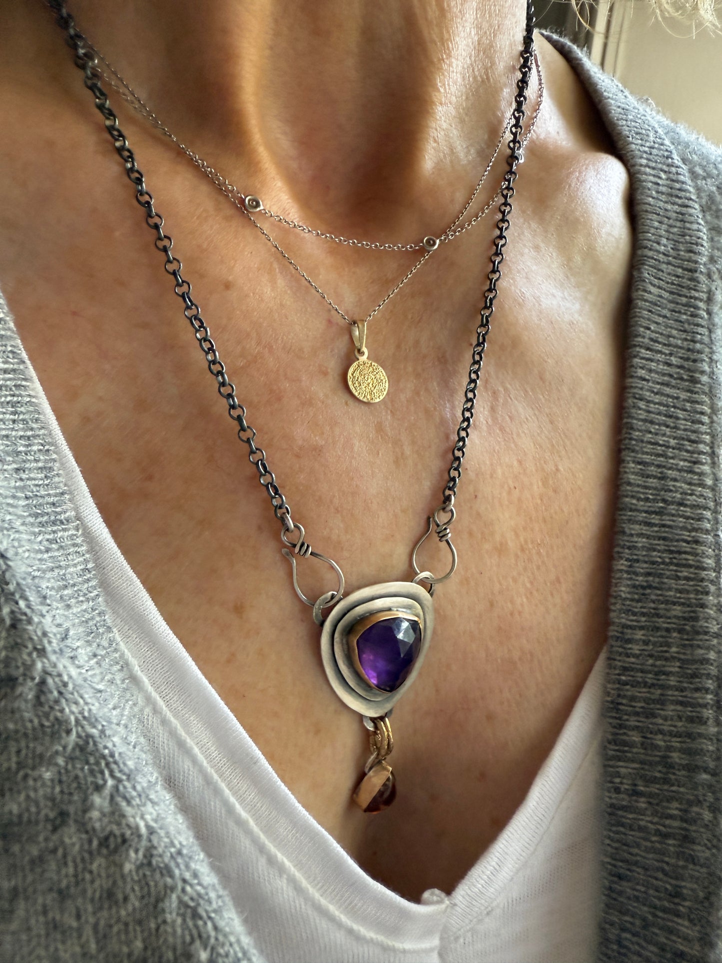 Amethyst & Hessonite Garnet Necklace