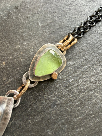 Kyanite and Peridot Pendant Necklace