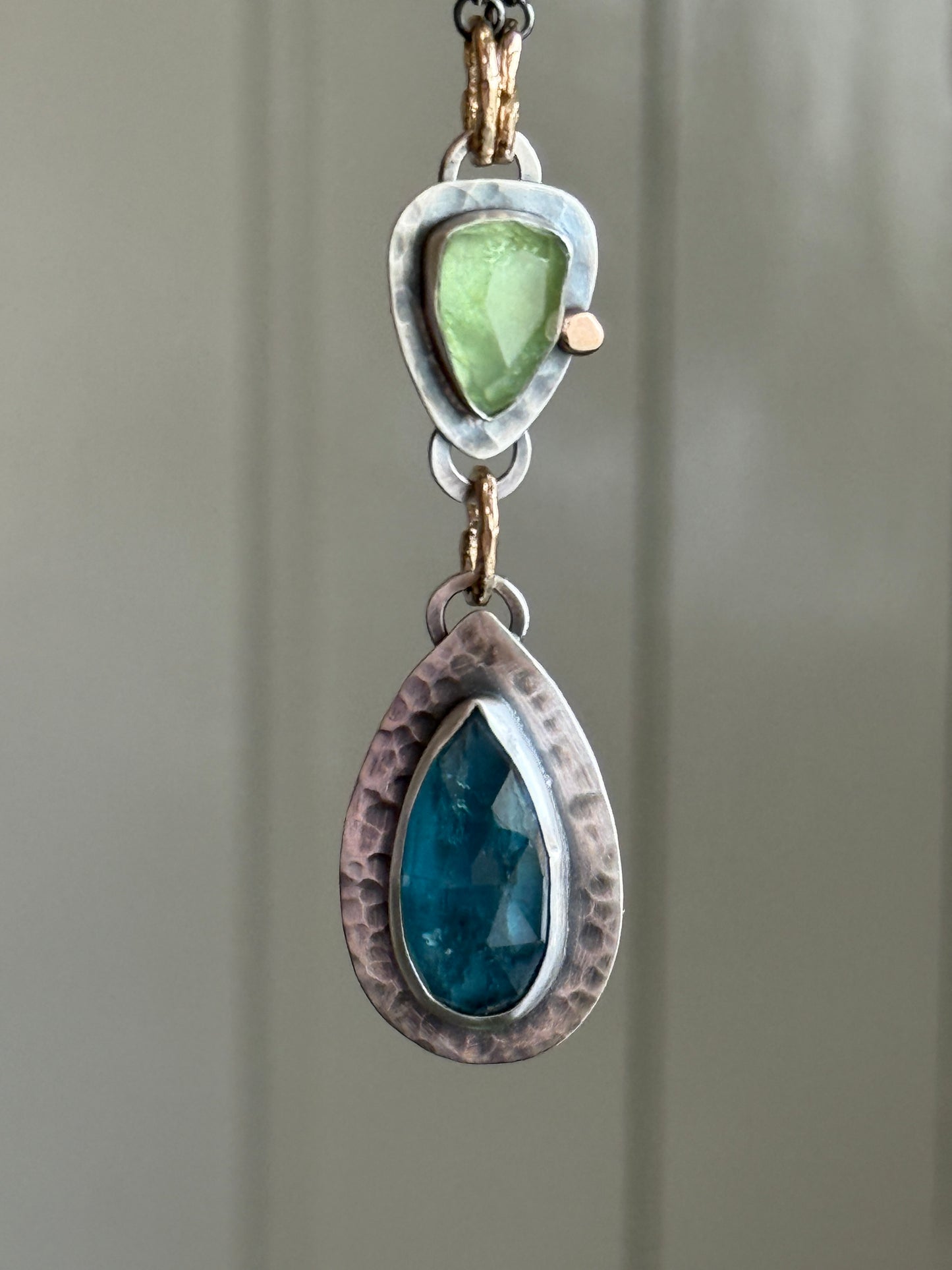 Kyanite and Peridot Pendant Necklace