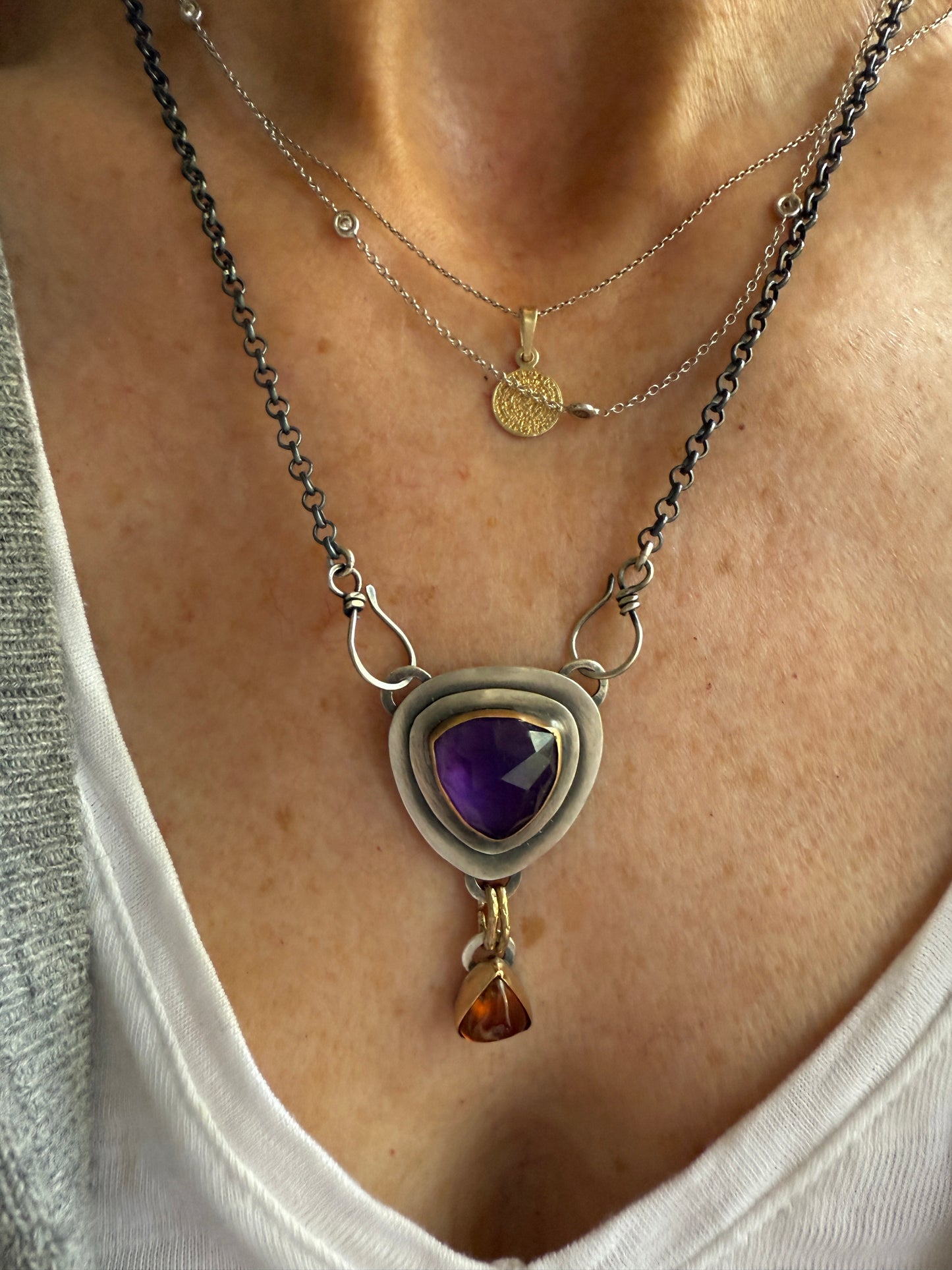 Amethyst & Hessonite Garnet Necklace
