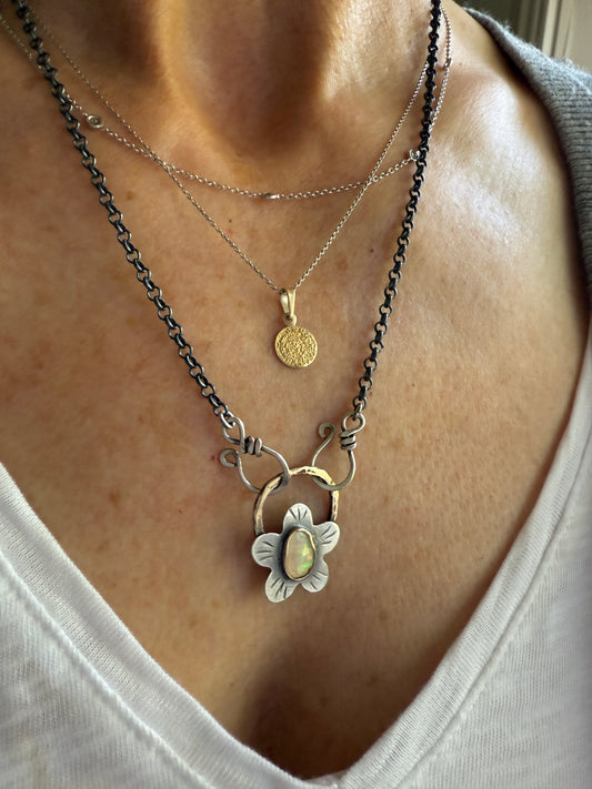 Opal Flower Necklace