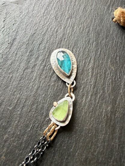 Kyanite and Peridot Pendant Necklace