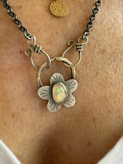 Opal Flower Necklace