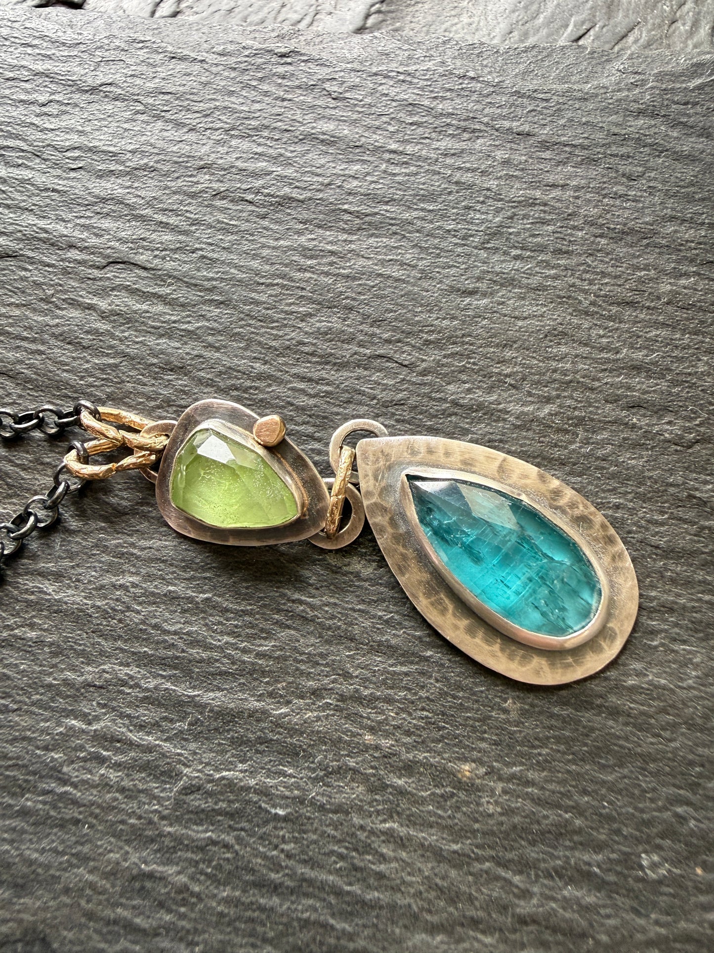 Kyanite and Peridot Pendant Necklace