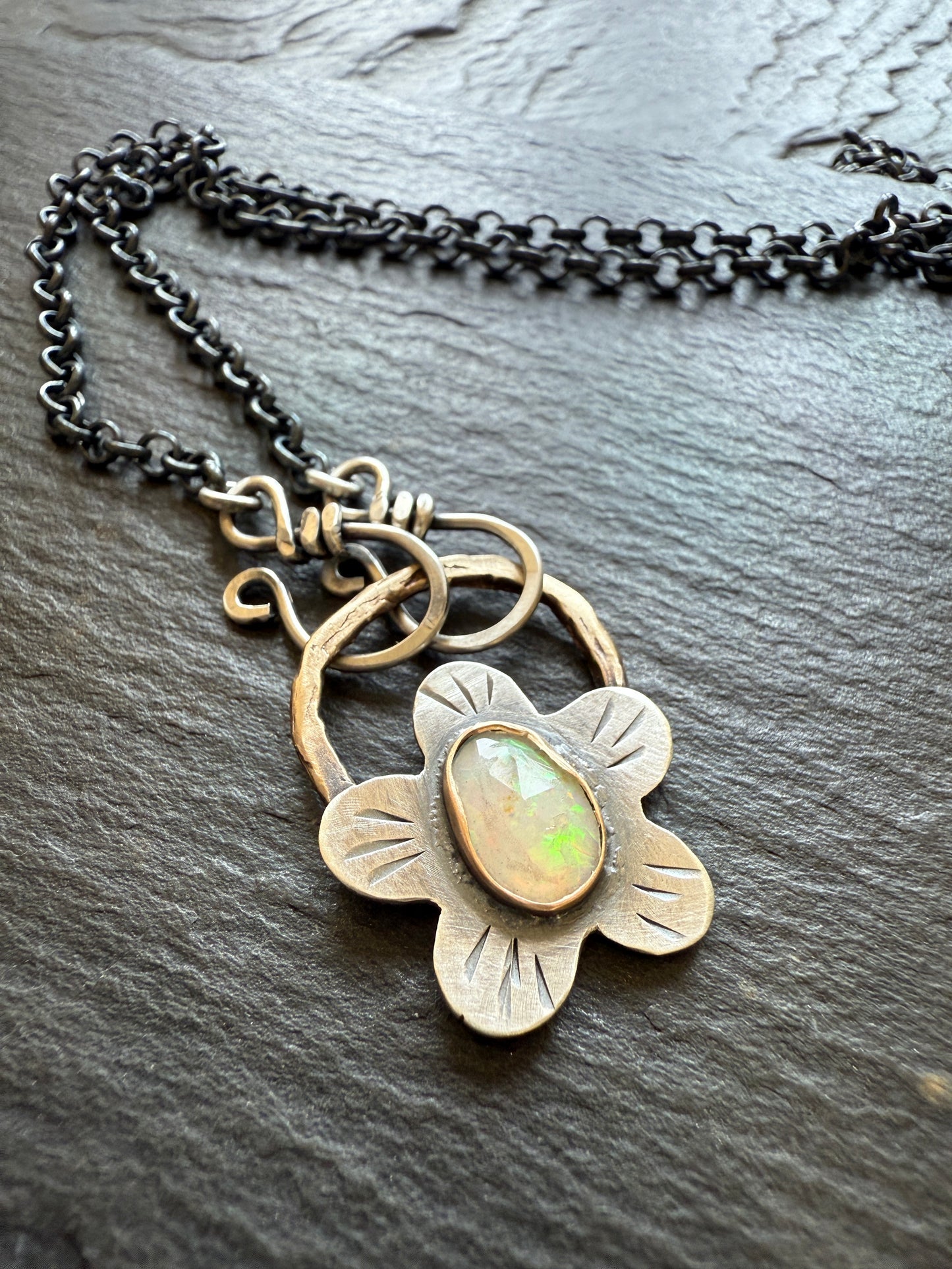 Opal Flower Necklace