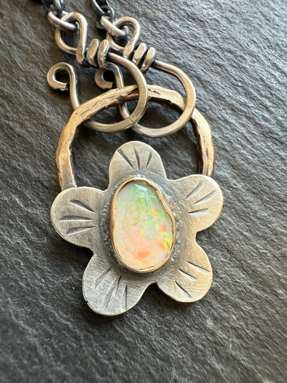 Opal Flower Necklace
