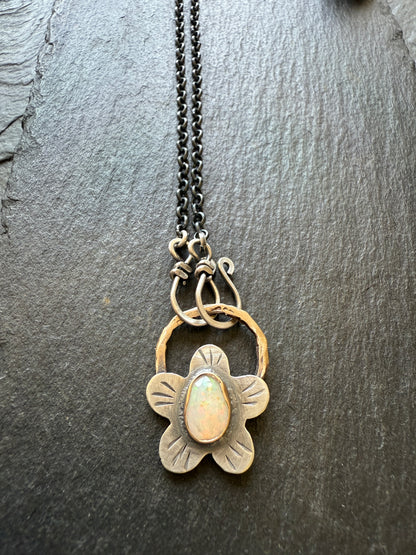Opal Flower Necklace