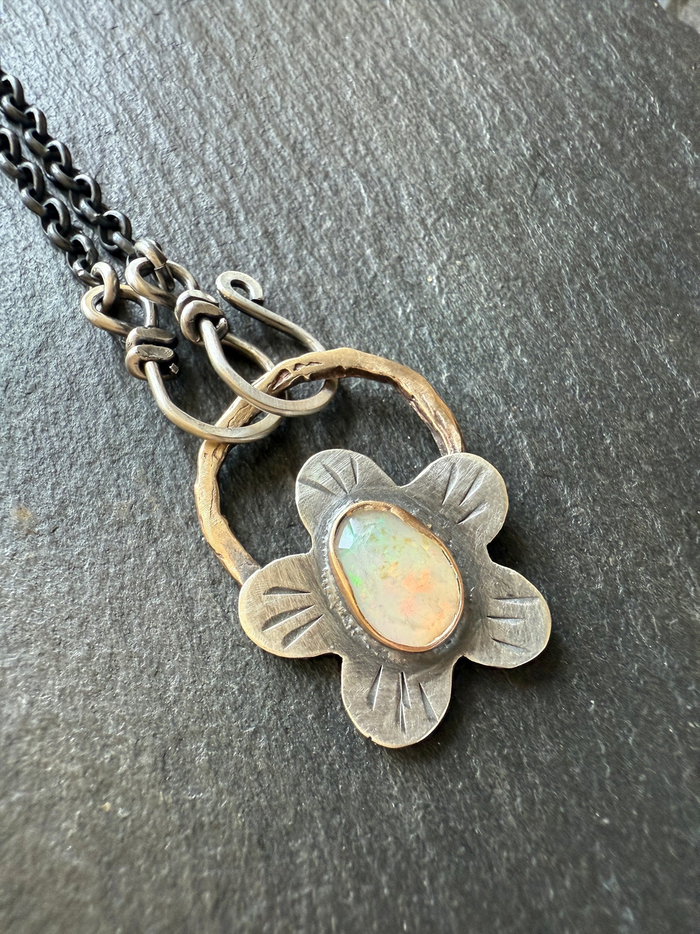 Opal Flower Necklace