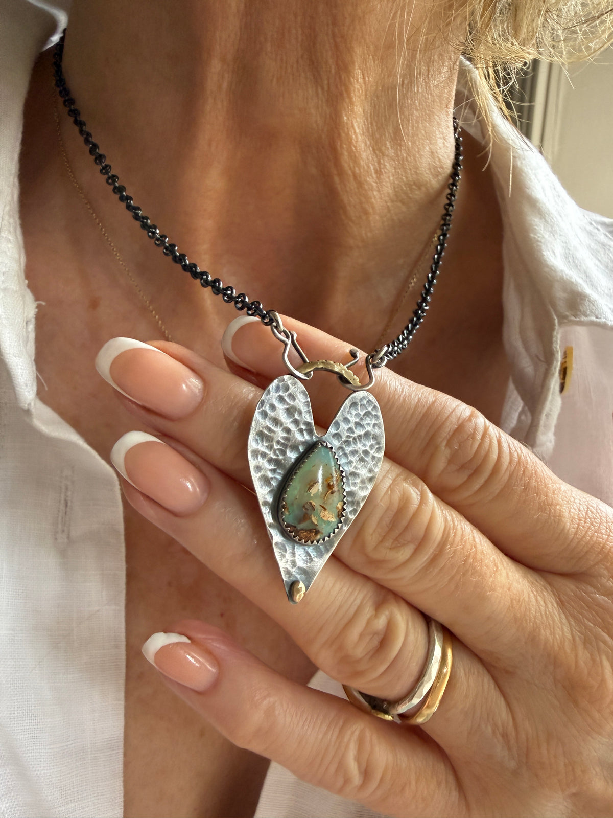 Opal heart pendant