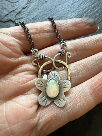 Opal Flower Necklace