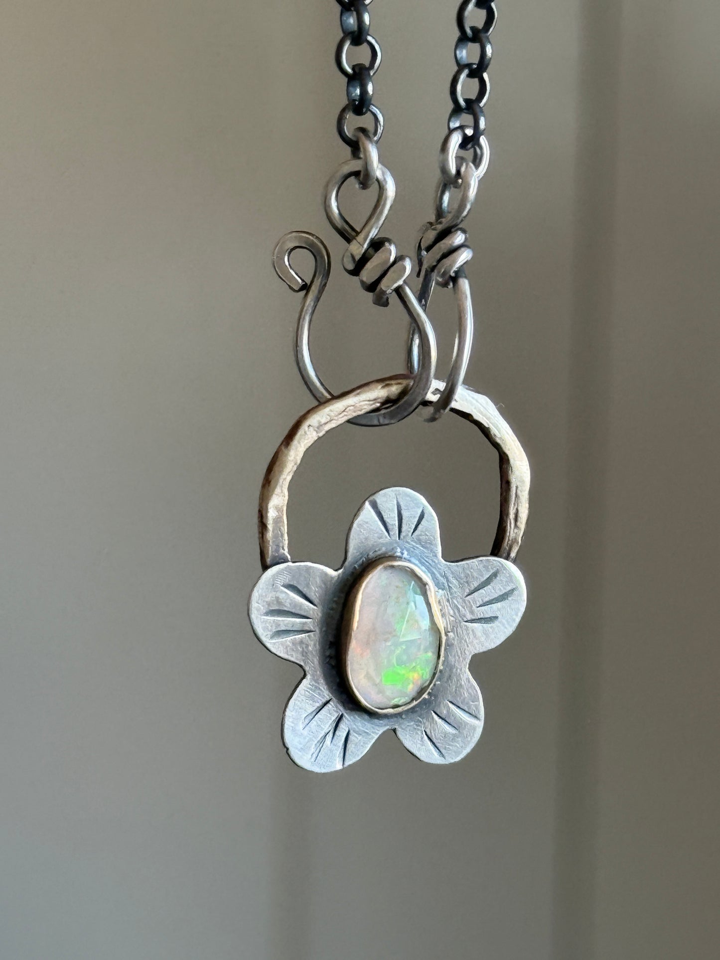 Opal Flower Necklace