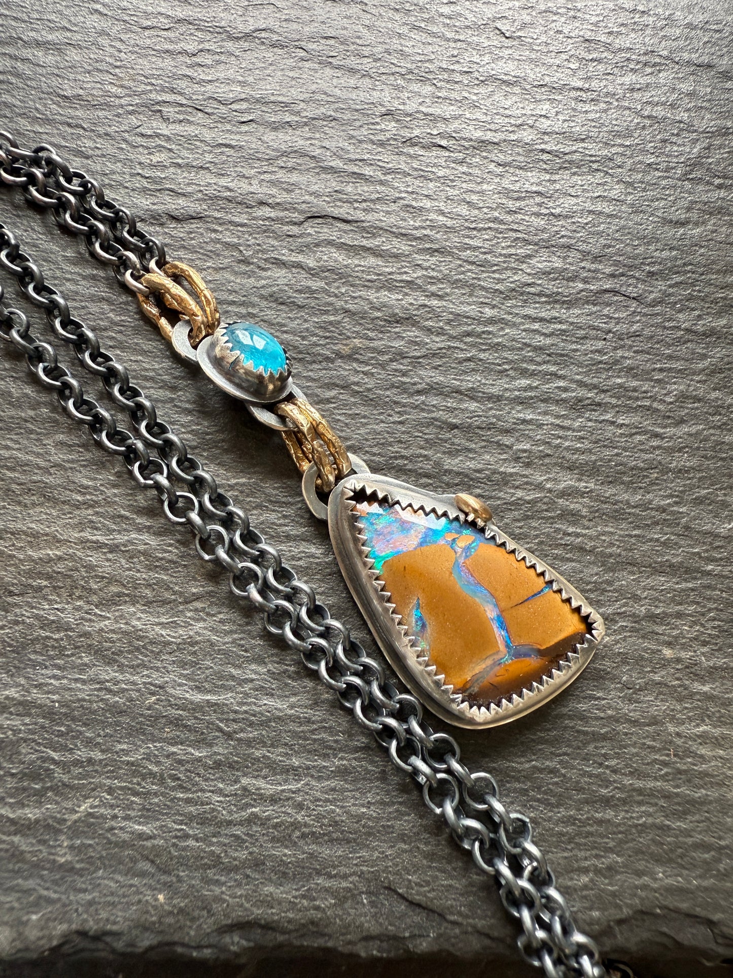 Boulder Opal and Apatite Necklace