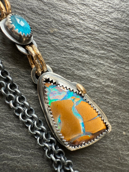 Boulder Opal and Apatite Necklace