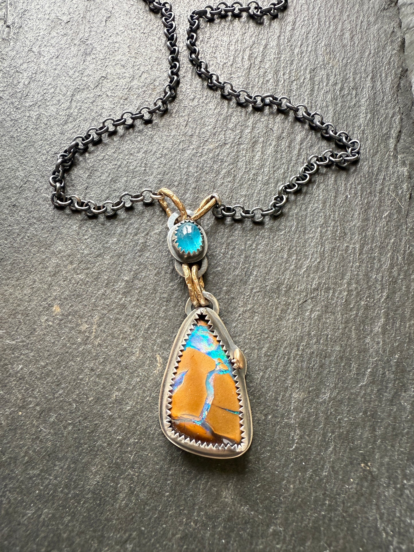 Boulder Opal and Apatite Necklace