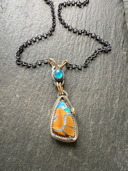 Boulder Opal and Apatite Necklace