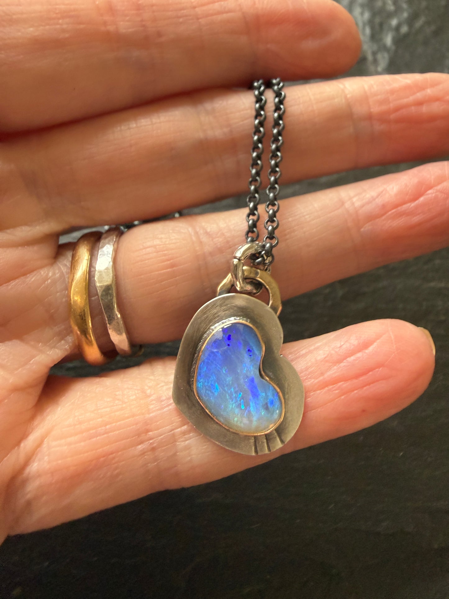 Dainty Purple Heart Opal