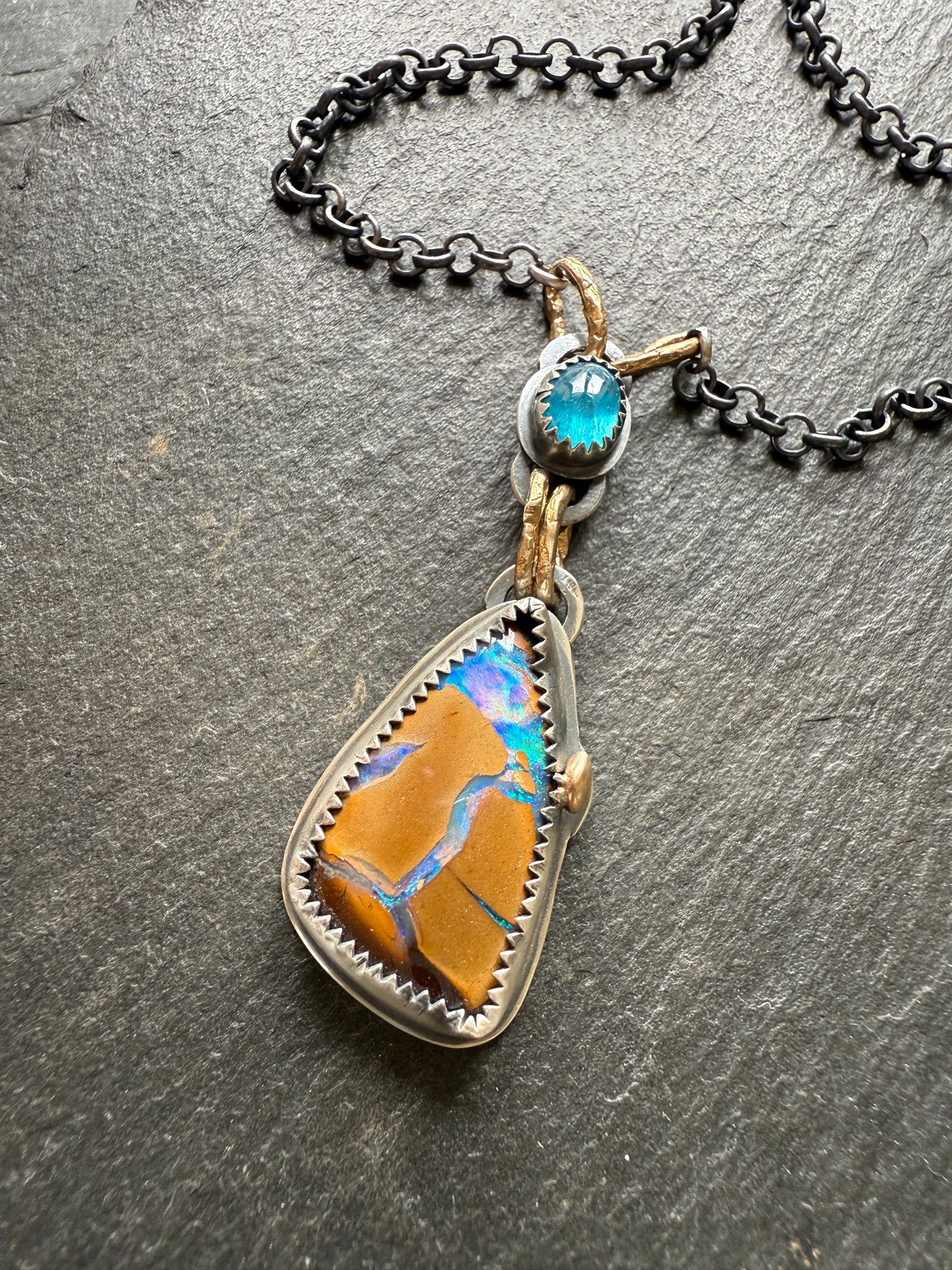 Boulder Opal and Apatite Necklace