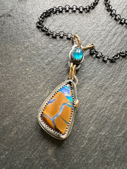 Boulder Opal and Apatite Necklace