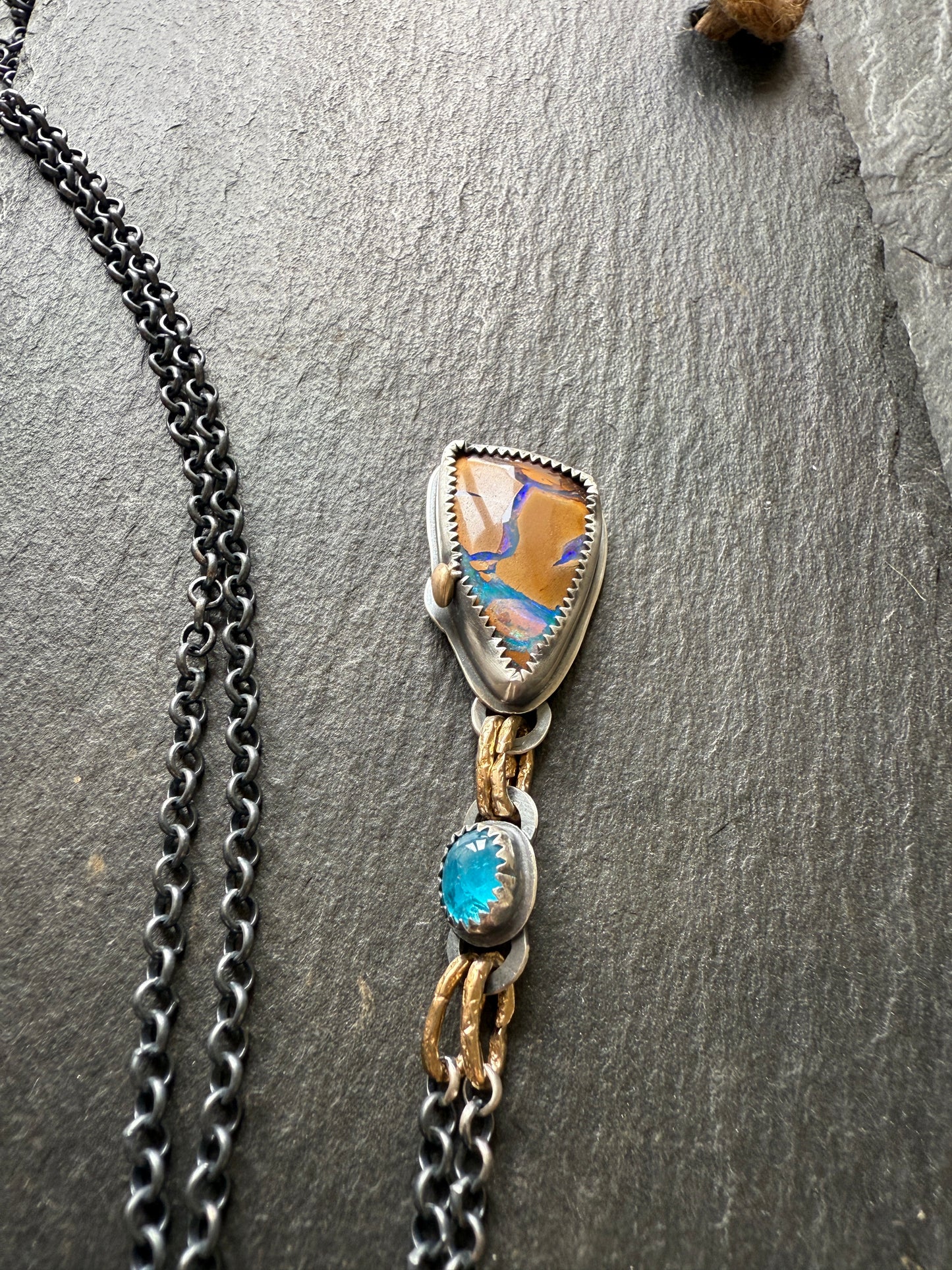 Boulder Opal and Apatite Necklace