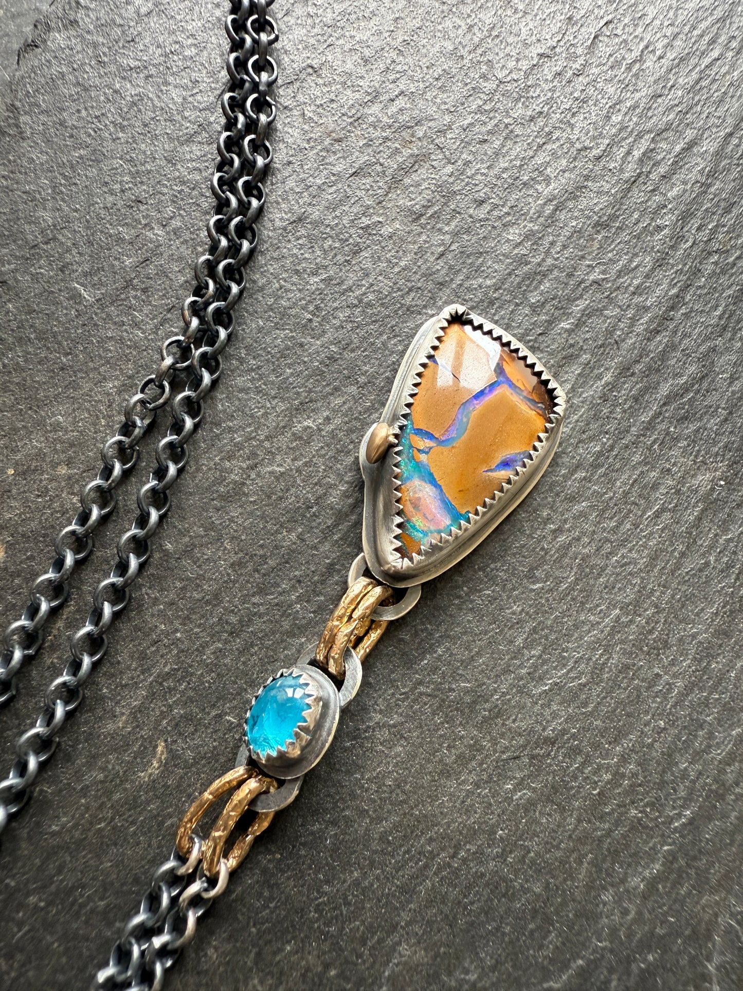 Boulder Opal and Apatite Necklace