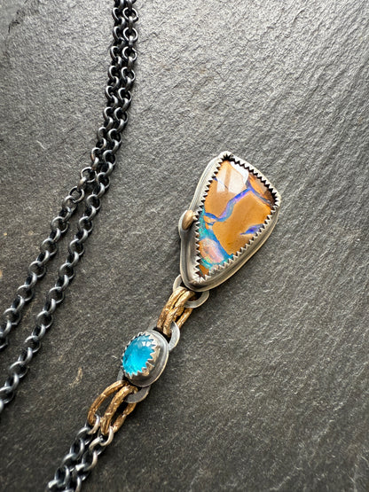 Boulder Opal and Apatite Necklace