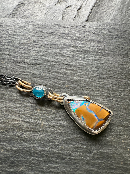 Boulder Opal and Apatite Necklace