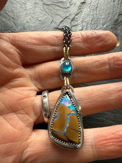 Boulder Opal and Apatite Necklace