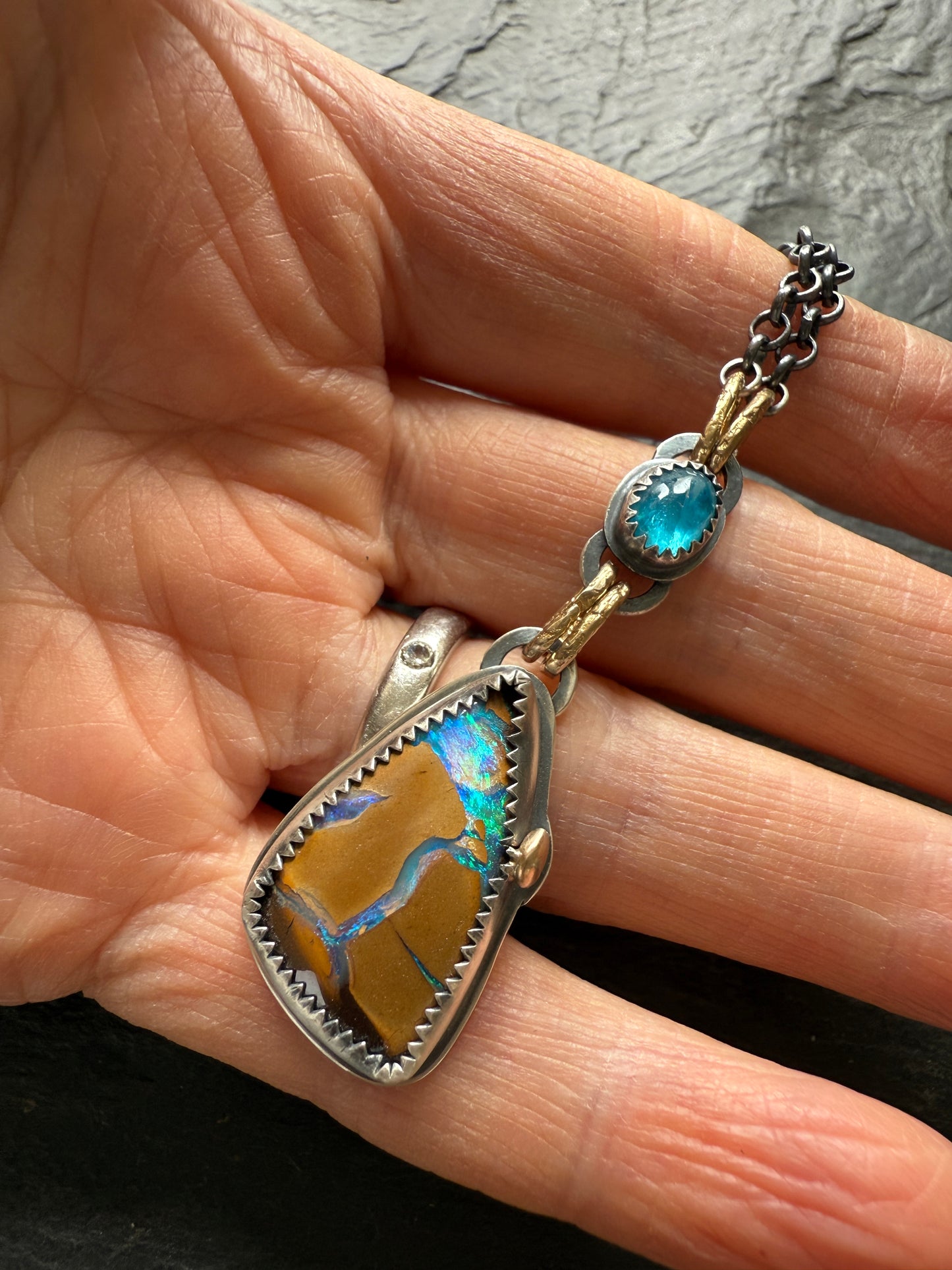 Boulder Opal and Apatite Necklace