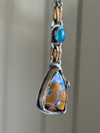 Boulder Opal and Apatite Necklace