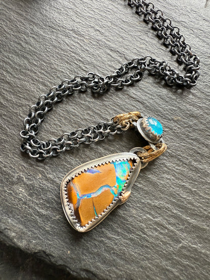 Boulder Opal and Apatite Necklace
