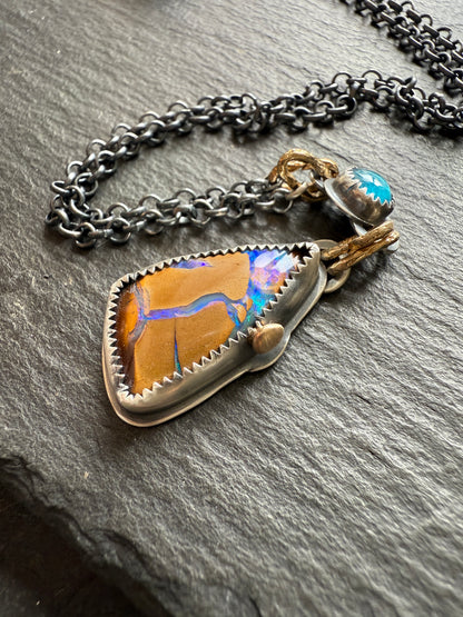 Boulder Opal and Apatite Necklace