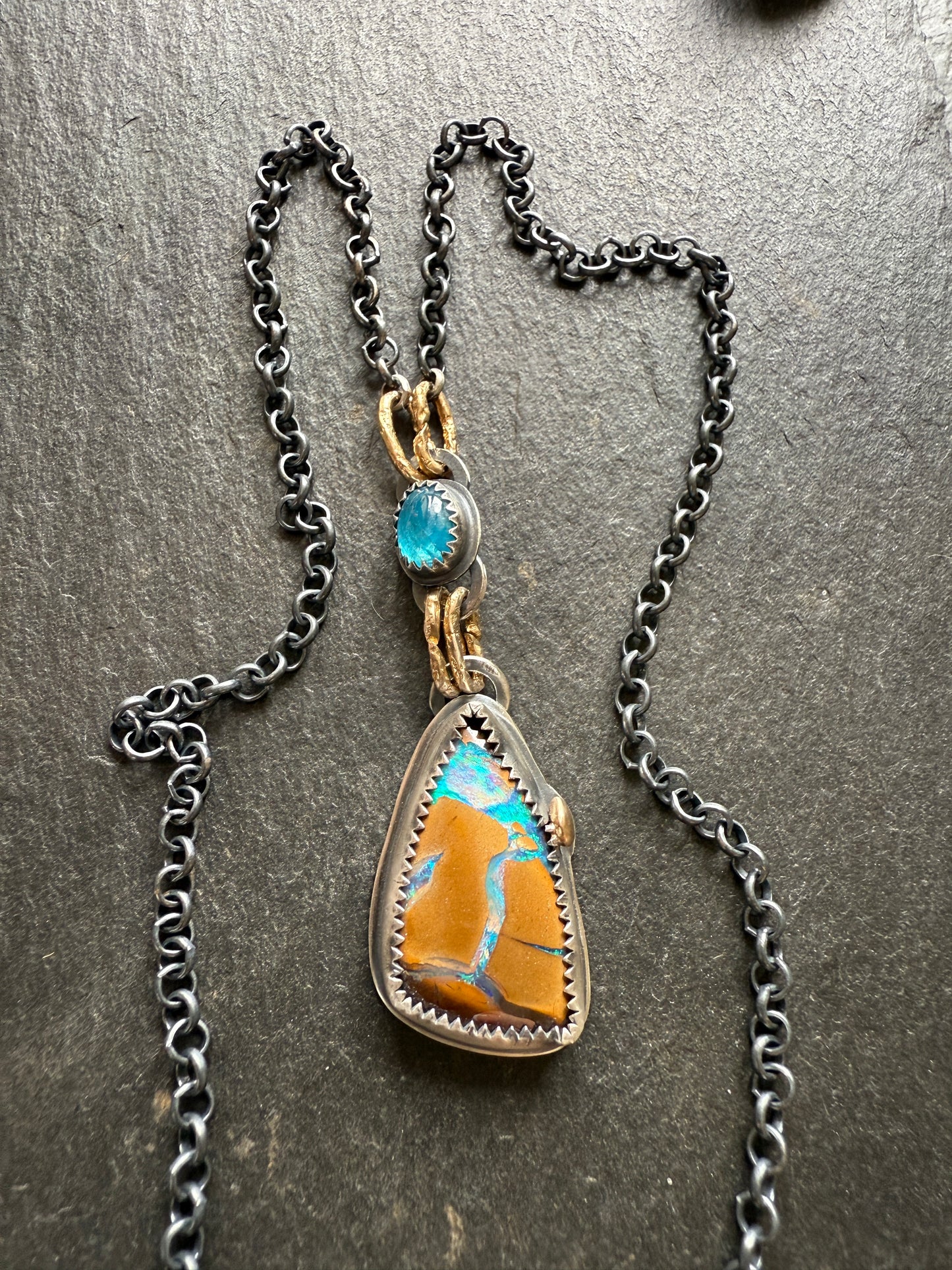 Boulder Opal and Apatite Necklace