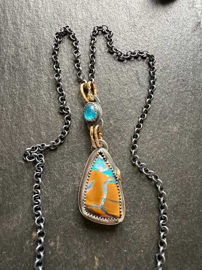 Boulder Opal and Apatite Necklace