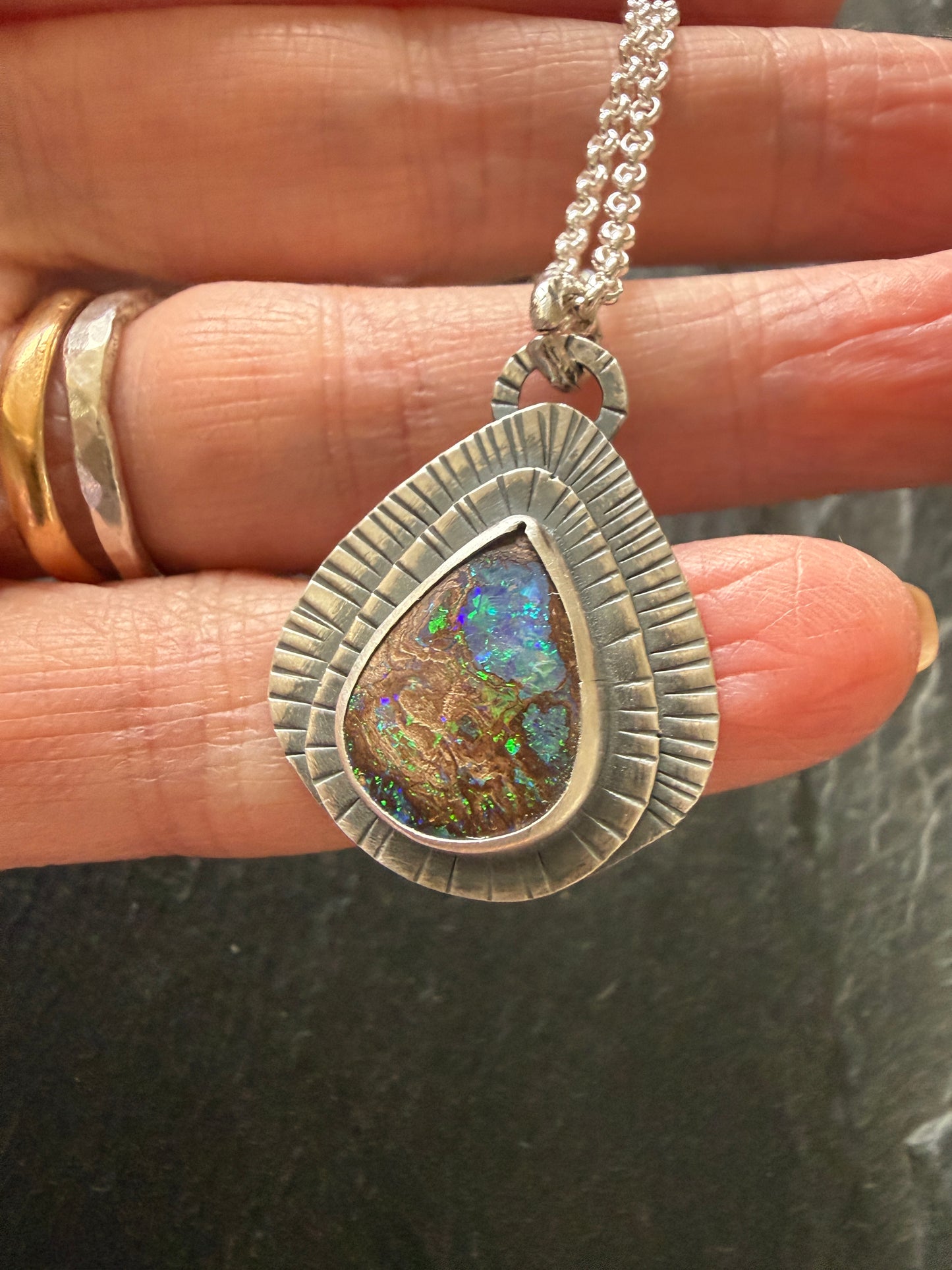 Opal on Layered Silver