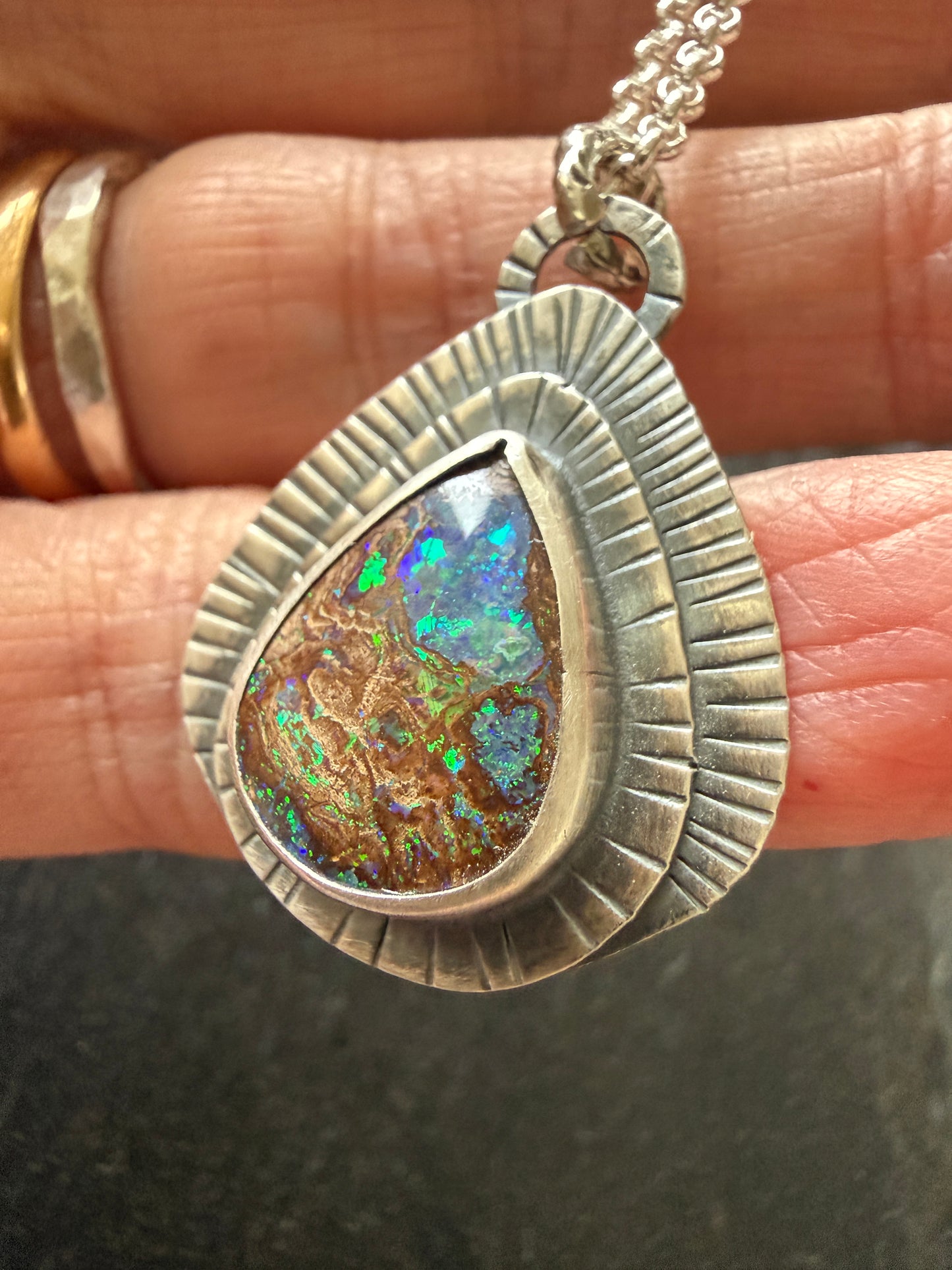 Opal on Layered Silver