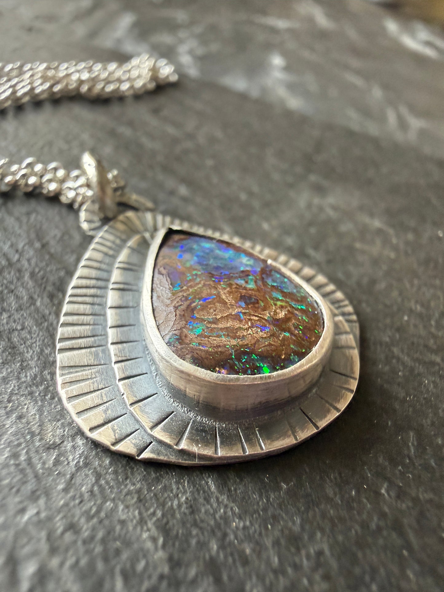Opal on Layered Silver