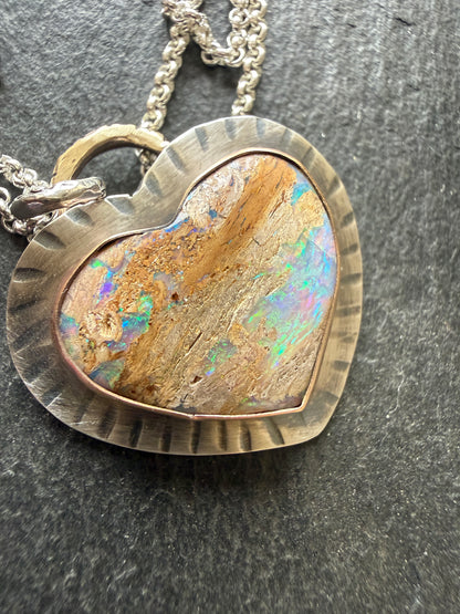 Large Opal Heart Pendant