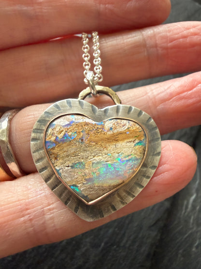 Large Opal Heart Pendant