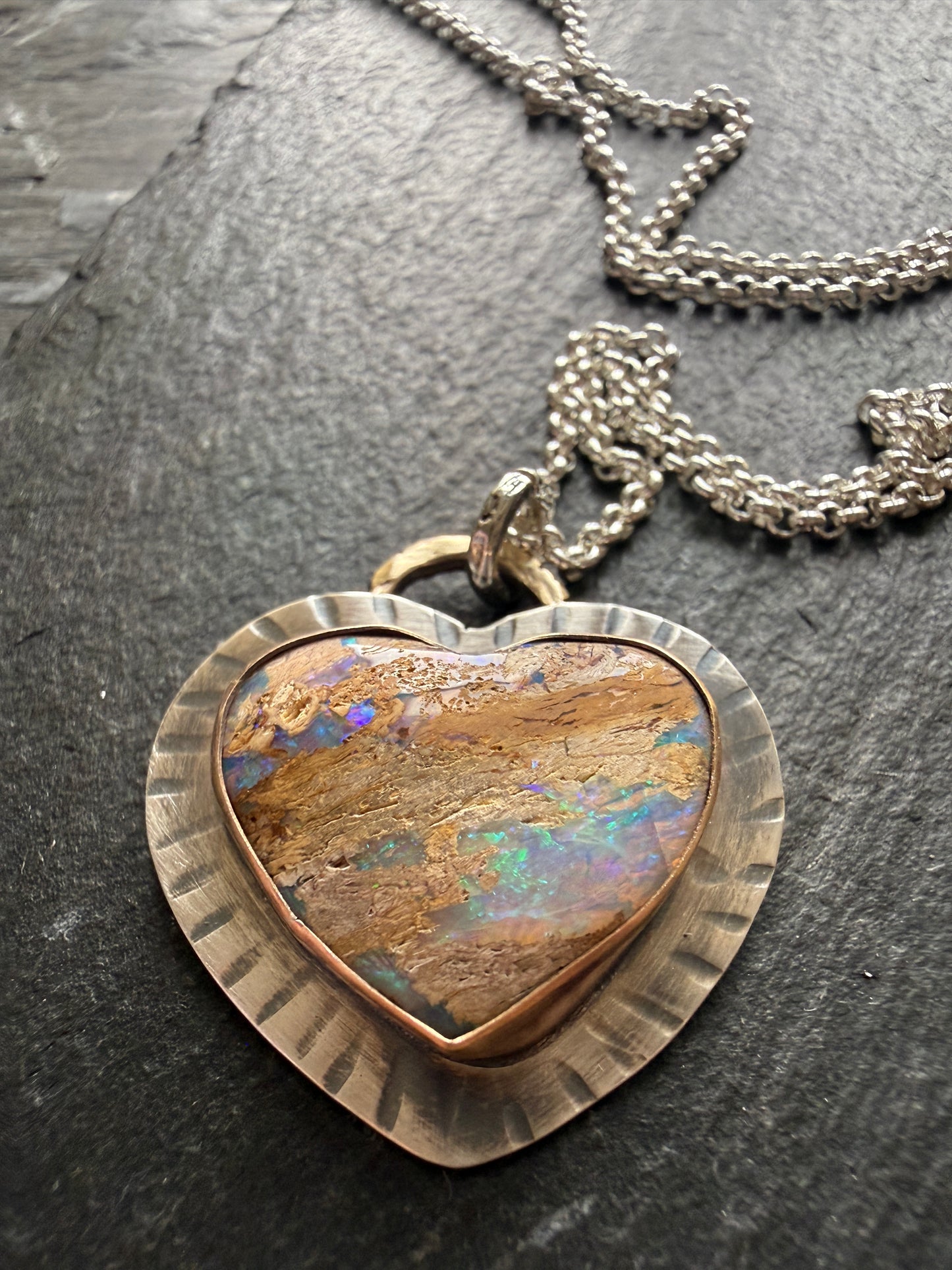 Large Opal Heart Pendant
