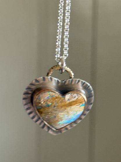 Large Opal Heart Pendant