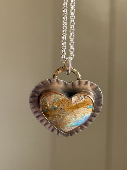 Large Opal Heart Pendant