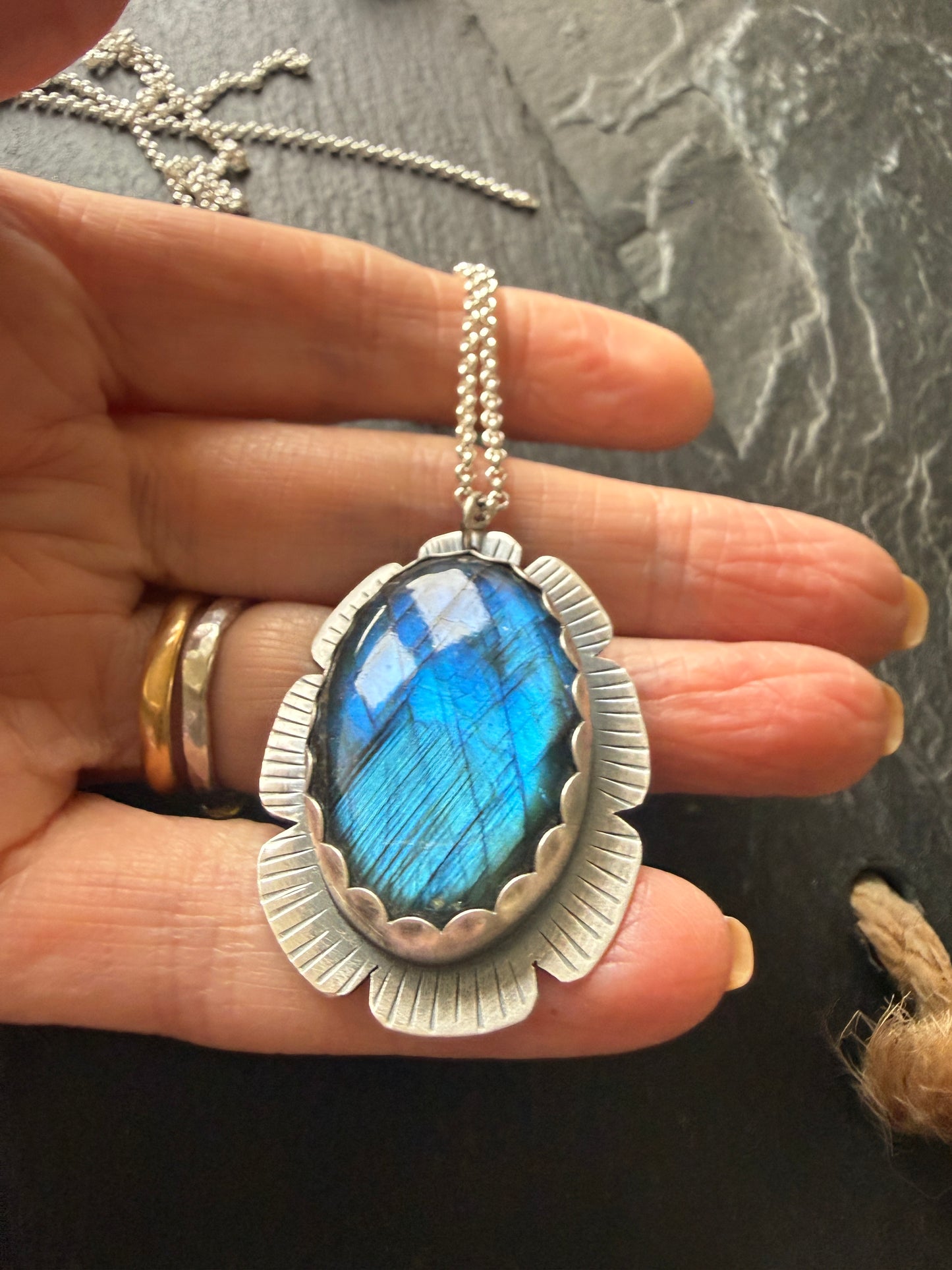 Flashy Labradorite Stone in Sterling Silver