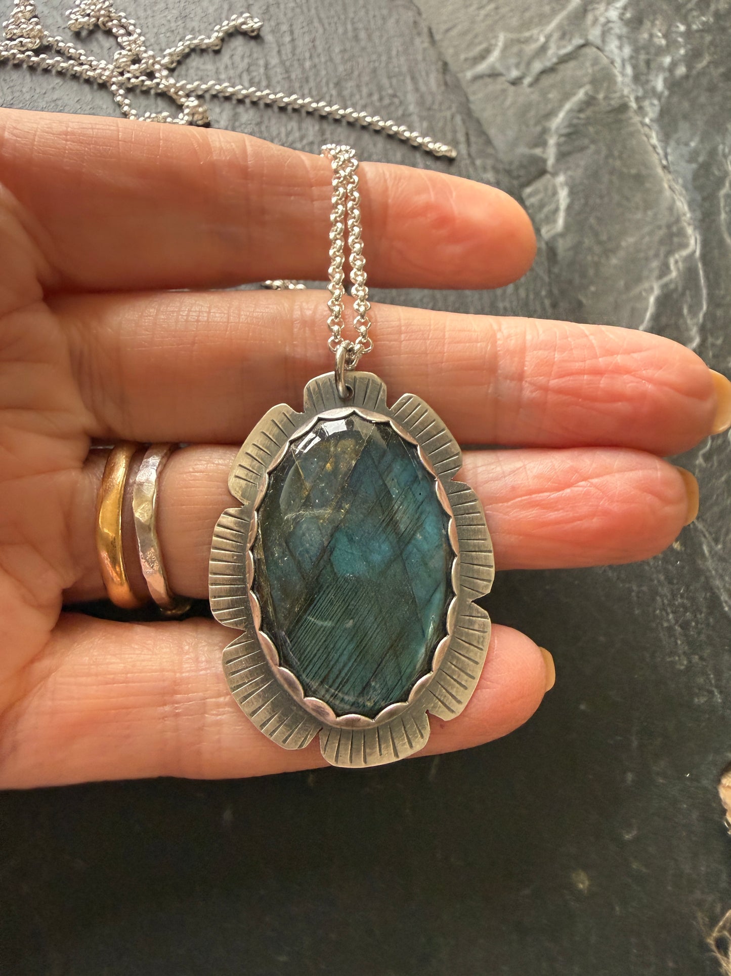 Flashy Labradorite Stone in Sterling Silver